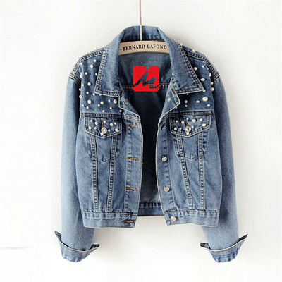 Veste occasionnelle de Madame Blouse Mandarin Collar de vestes de denim de broderie