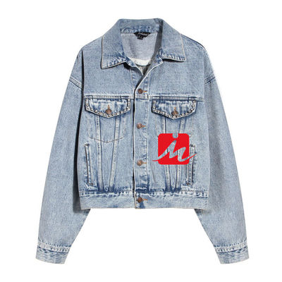 Les vestes de denim de broderie de fausse pierre ont creusé la veste surdimensionnée de dames