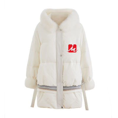 Poids léger de laine en bas de patrouille épaisse brillante de manteau de bas de genou de crème de veste en bas de veste