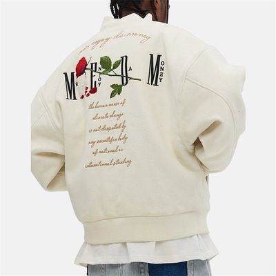 Laine 100% faite sur commande d'hiver de vestes de fac de broderie d'OEM Rose Fleece Letter Bomber Jacket