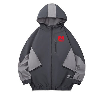 Hommes à capuchon de Grey Jacket Waterproof Windbreaker For de la jeunesse ordinaire lâche de tache