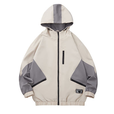 Hommes à capuchon de Grey Jacket Waterproof Windbreaker For de la jeunesse ordinaire lâche de tache