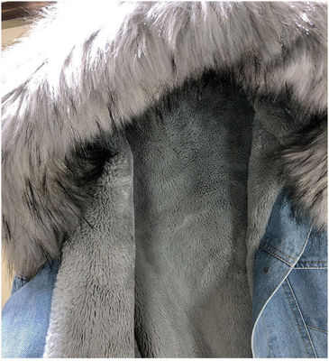Veste lourde de denim de fourrure de bouton d'hiver de Dama de Chamarra de vestes de denim de broderie de Mezclilla