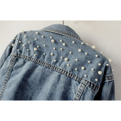 Veste occasionnelle de Madame Blouse Mandarin Collar de vestes de denim de broderie