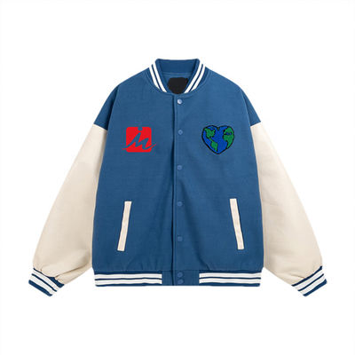 Les vestes de fac de broderie de bombardier garnissent en cuir pour gainer la veste de inscription unisexe de base-ball