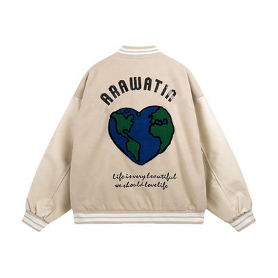 Les vestes unisexes de fac de broderie garnissent en cuir la veste de Letterman de base-ball de bombardier de douille