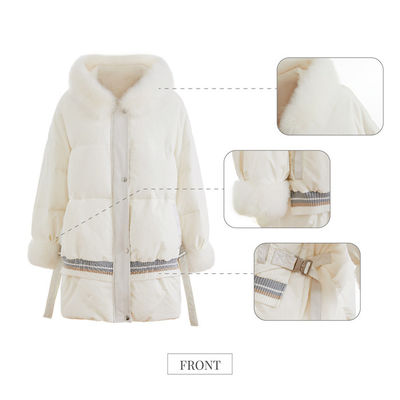 Poids léger de laine en bas de patrouille épaisse brillante de manteau de bas de genou de crème de veste en bas de veste
