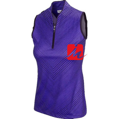 Stand Collar Women Polo Shirt 1/4 Zipper In The Middle Custom Printing Sleeveless