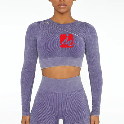 Femmes 5 pièces soutien-gorge de sport et leggings sans couture côtelé Fitness ensembles vêtements de sport