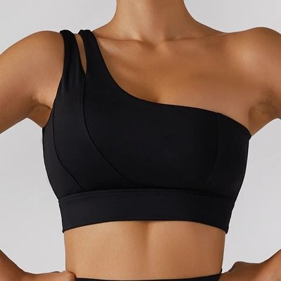 Sangle d'épaule oblique simple femmes Yoga Fitness sous-vêtements tube de soutien à fort impact