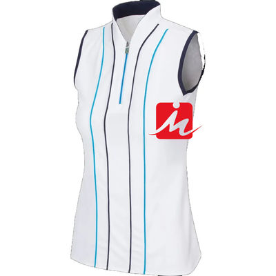 Stand Collar Women Polo Shirt 1/4 Zipper In The Middle Custom Printing Sleeveless