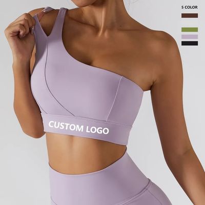 Sangle d'épaule oblique simple femmes Yoga Fitness sous-vêtements tube de soutien à fort impact